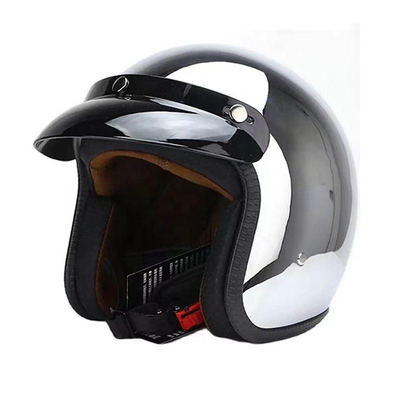 Universal 3/4 Open Face Retro Helmet High Quality ABS S/M/L/XL/XXL Open Half Face Riding Motorcycle Helmets Chrome