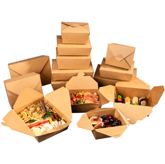 Printable Kraft Paper Disposable Food Packaging Lunch Meal Fried Chicken Salad Takeout Packing Box