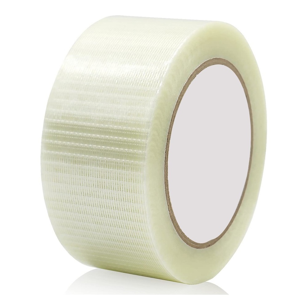 Heavy duty Reinforced Glass Fiber cross weave Semi Clear Self Adhesive strapping Fiberglass Filament Tape for Battery