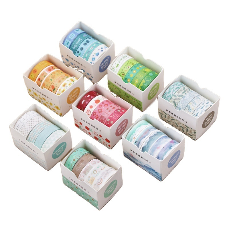 Adhesive Kawaii Stamp Set Stickers Roll Personalized Plain Black Solid Color Wholesale Print Custom Washi Tape,Washy Tape