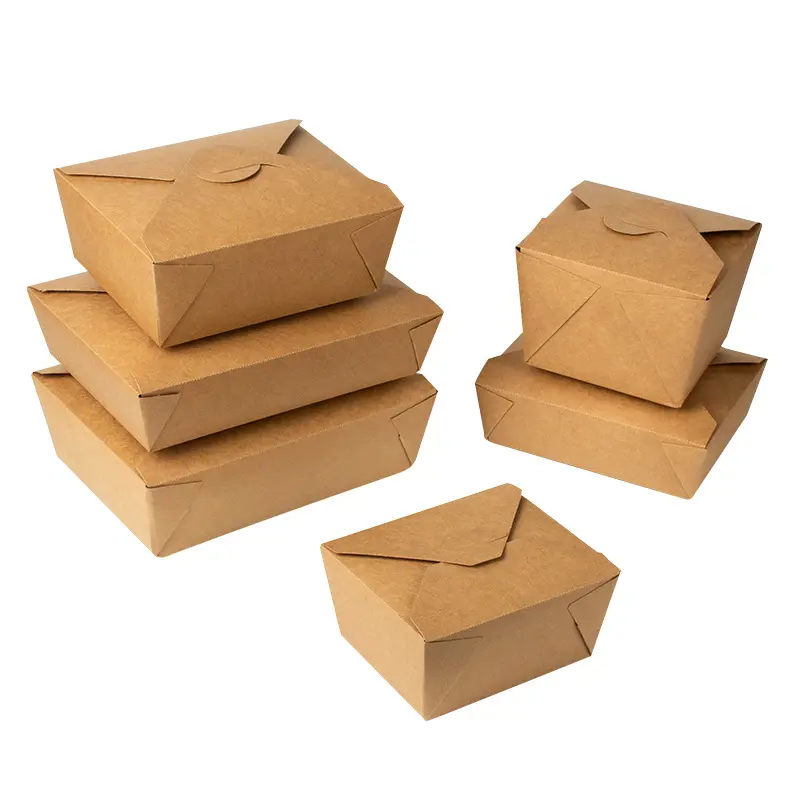 Printable Kraft Paper Disposable Food Packaging Lunch Meal Fried Chicken Salad Takeout Packing Box