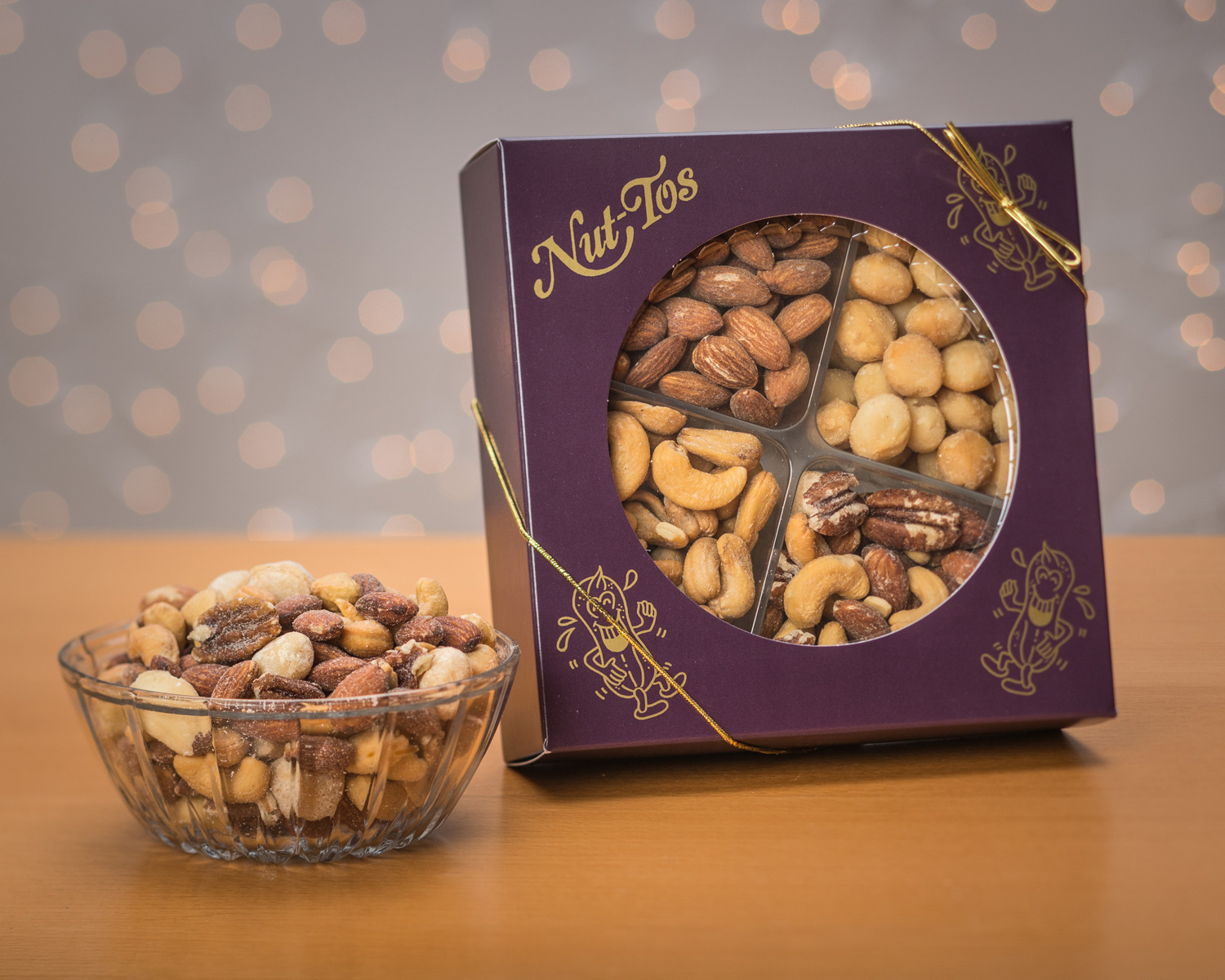 Custom Design Printing Nuts Snack Dry Fruit Food Packaging platter Package Box with Airtight Compartment Window