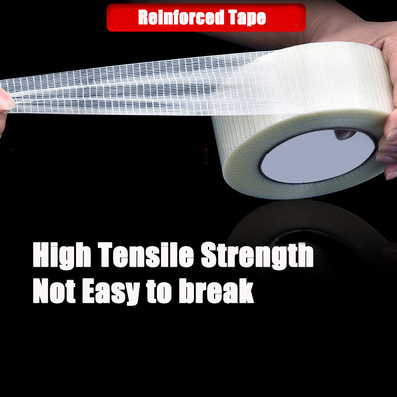 Heavy duty Reinforced Glass Fiber cross weave Semi Clear Self Adhesive strapping Fiberglass Filament Tape for Battery