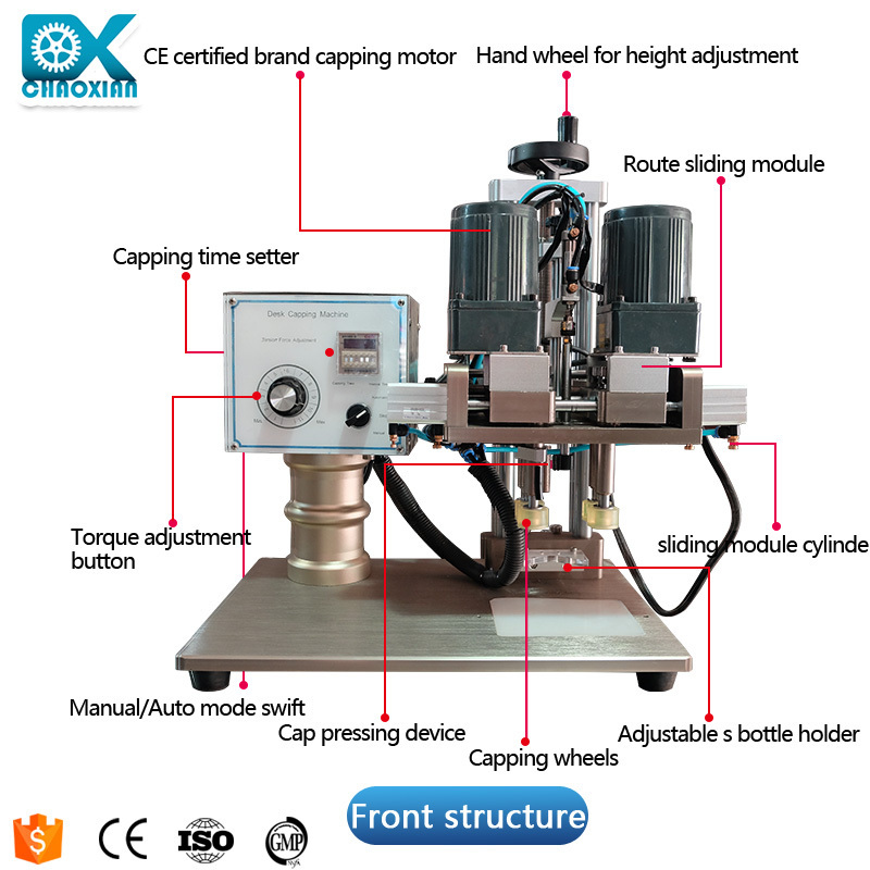 Electric Soda Water Bottles 16-55mm Diameter Round Caps Screw Capping Machine Bottle Top Capper