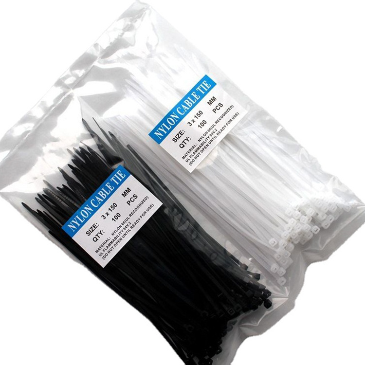 China Factory High Quality Self Locking Nylon Cable Ties Plastic in Black White Color cableTie