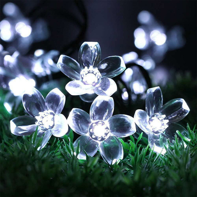 50LED Waterproof Cherry Blossom Decorations Outdoor Holiday Lighting Garden Christmas Solar String Light