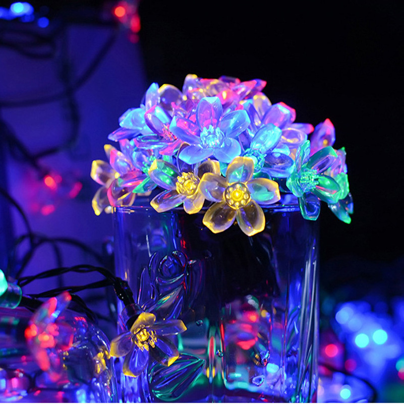 50LED Waterproof Cherry Blossom Decorations Outdoor Holiday Lighting Garden Christmas Solar String Light