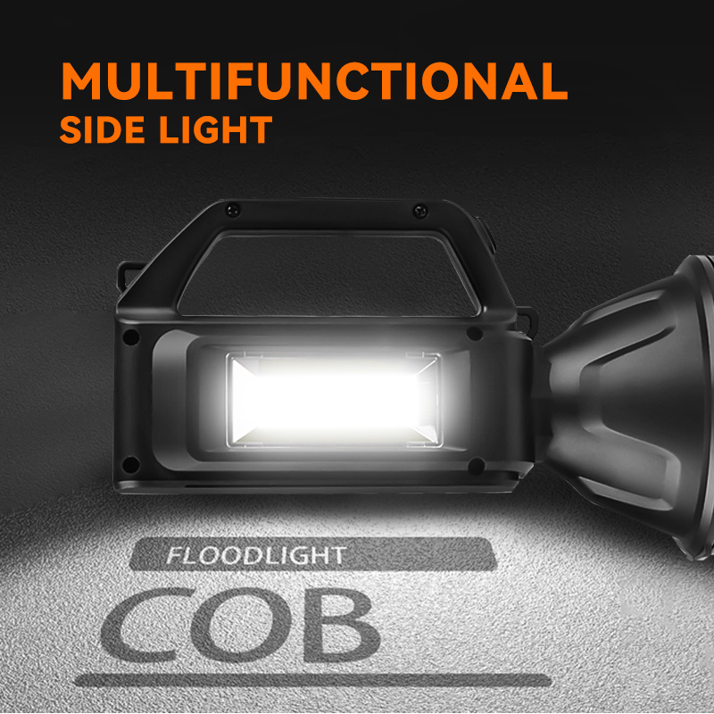 6000 Lumens Super Bright Flashlight with COB sidelights 4 Modes Rechargeable LED Spotlight