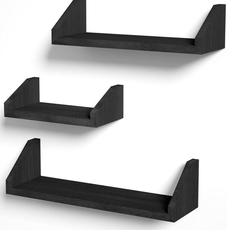 Set Of 3 Floating Shelves Wall Mounted Solid Wood Shelf Display Ledge Storage