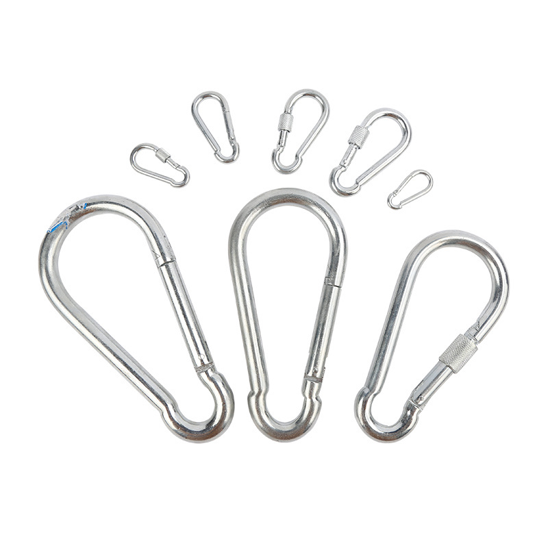 High quality metal carabiner hook spring snap hook with screw lock