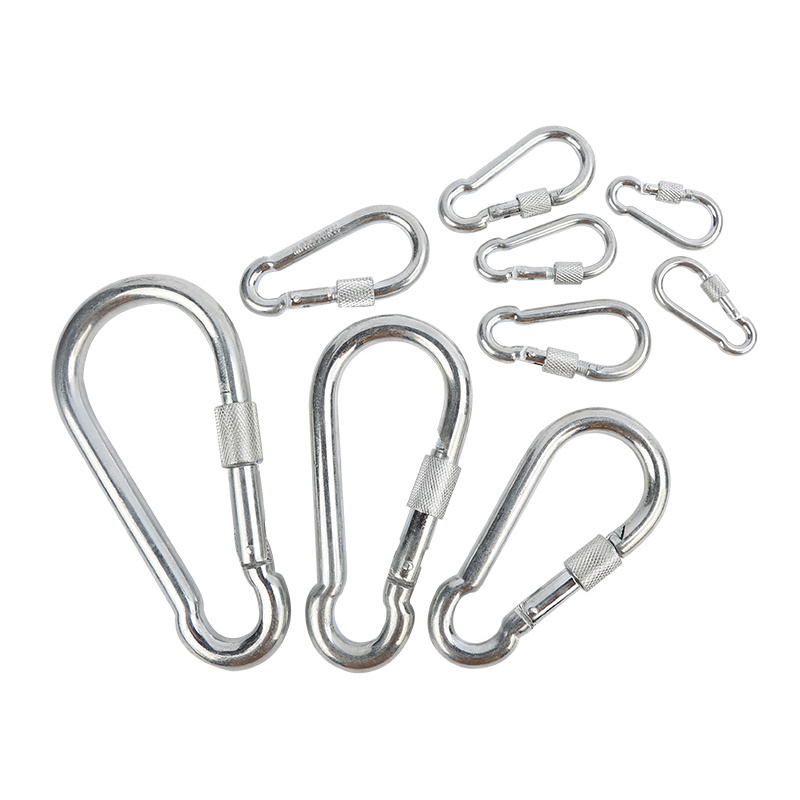 High quality metal carabiner hook spring snap hook with screw lock