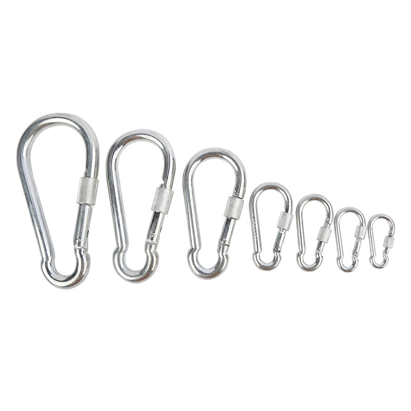 High quality metal carabiner hook spring snap hook with screw lock