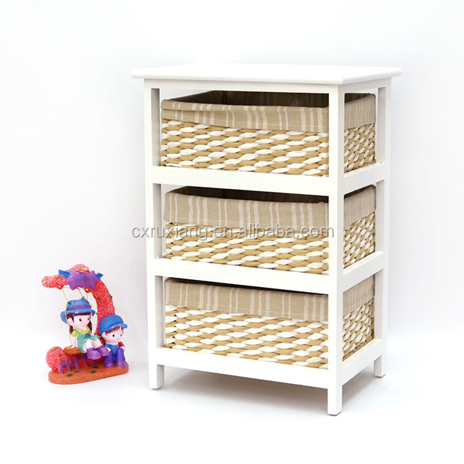 Hot Sale white color wood  bedside closet cabinet with 3 drawers