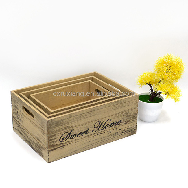 Rustic yellow color  balsa crates wood box