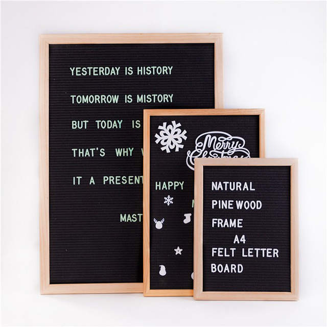 10x10  diy black magnetic felt notice letter board oak wood frame with letter