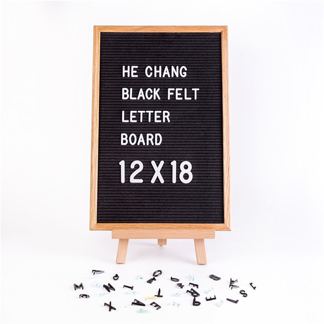 10x10  diy black magnetic felt notice letter board oak wood frame with letter