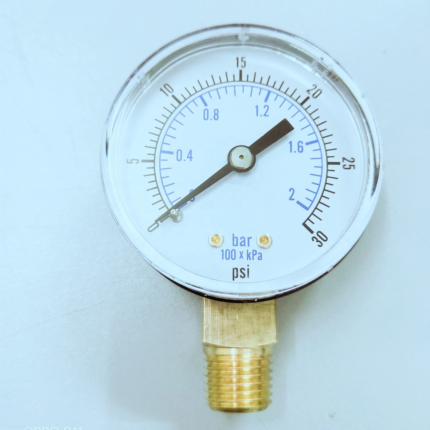 2inch 30psi-bottom   bourdon tube pressure gauge