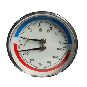 Hot Sales 50mm Temperature and pressure gauges  with red point or not 0-120c /0-16bar 0-10BAR  thermometer