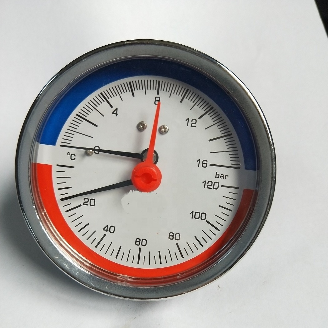 Hot Sales 50mm Temperature and pressure gauges  with red point or not 0-120c /0-16bar 0-10BAR  thermometer