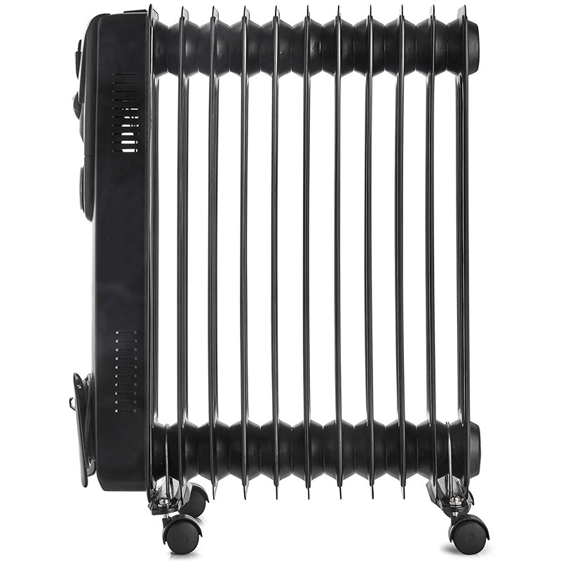 black 2.5KW 11 fin electric oil filled radiator room heater with 24 hours timer