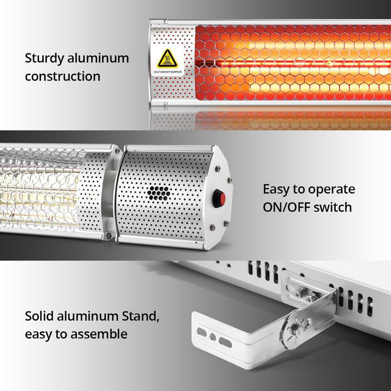 best selling wall mounting or ceiling electric outdoor gold glass tube infrared patio heater radiant heater