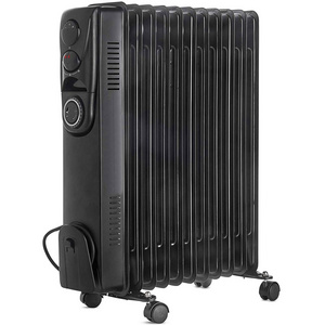 black 2.5KW 11 fin electric oil filled radiator room heater with 24 hours timer