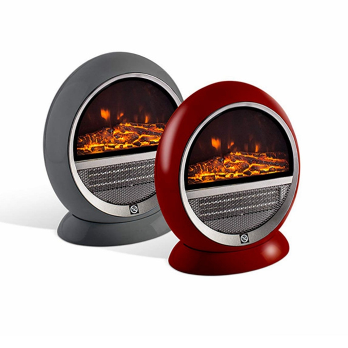 round shape flame effect small mini electric fireplace space heater