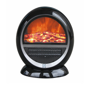 round shape flame effect small mini electric fireplace space heater