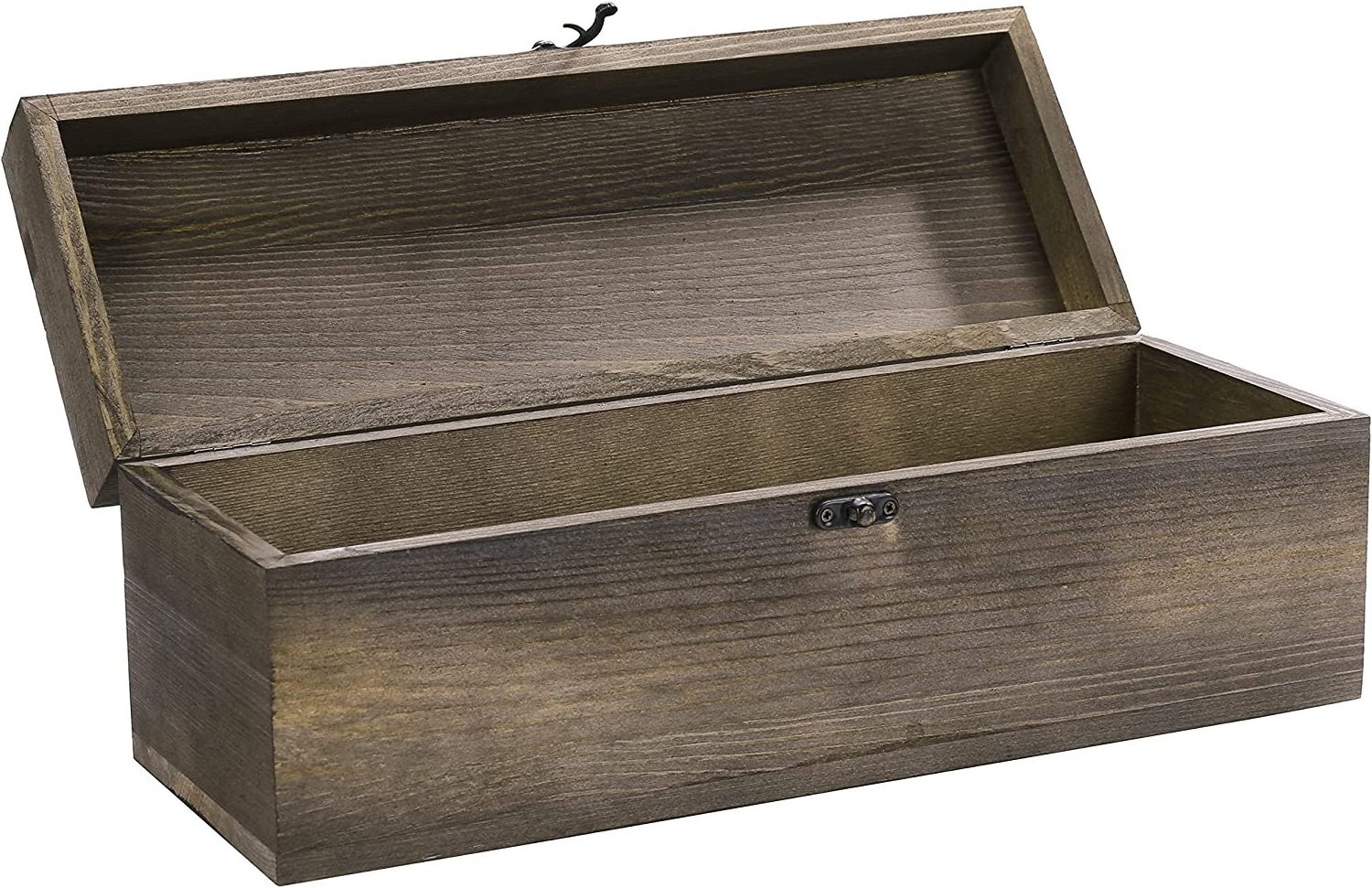 Rustic Burnt Solid Wood Wine Bottle Gift Box with Latched Lid