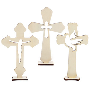 Small Baptism Decor Rustic Standing Cross for Table First Communion,Wooden Cross Catholic Wood Crosses for Crafts