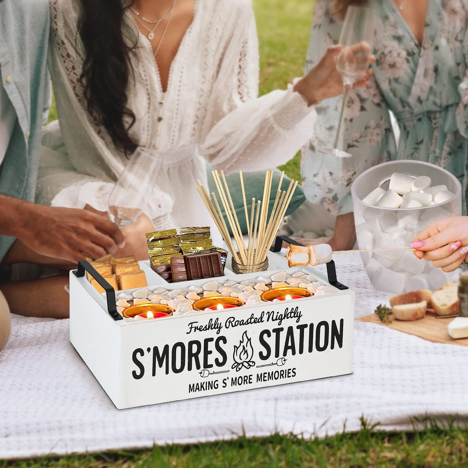 S'Mores Station Box, S'Mores Kit for Fire Pit, S'Mores BBQ Housewarming Gift _ Home & Kitchen S'mores Accessories Organizer