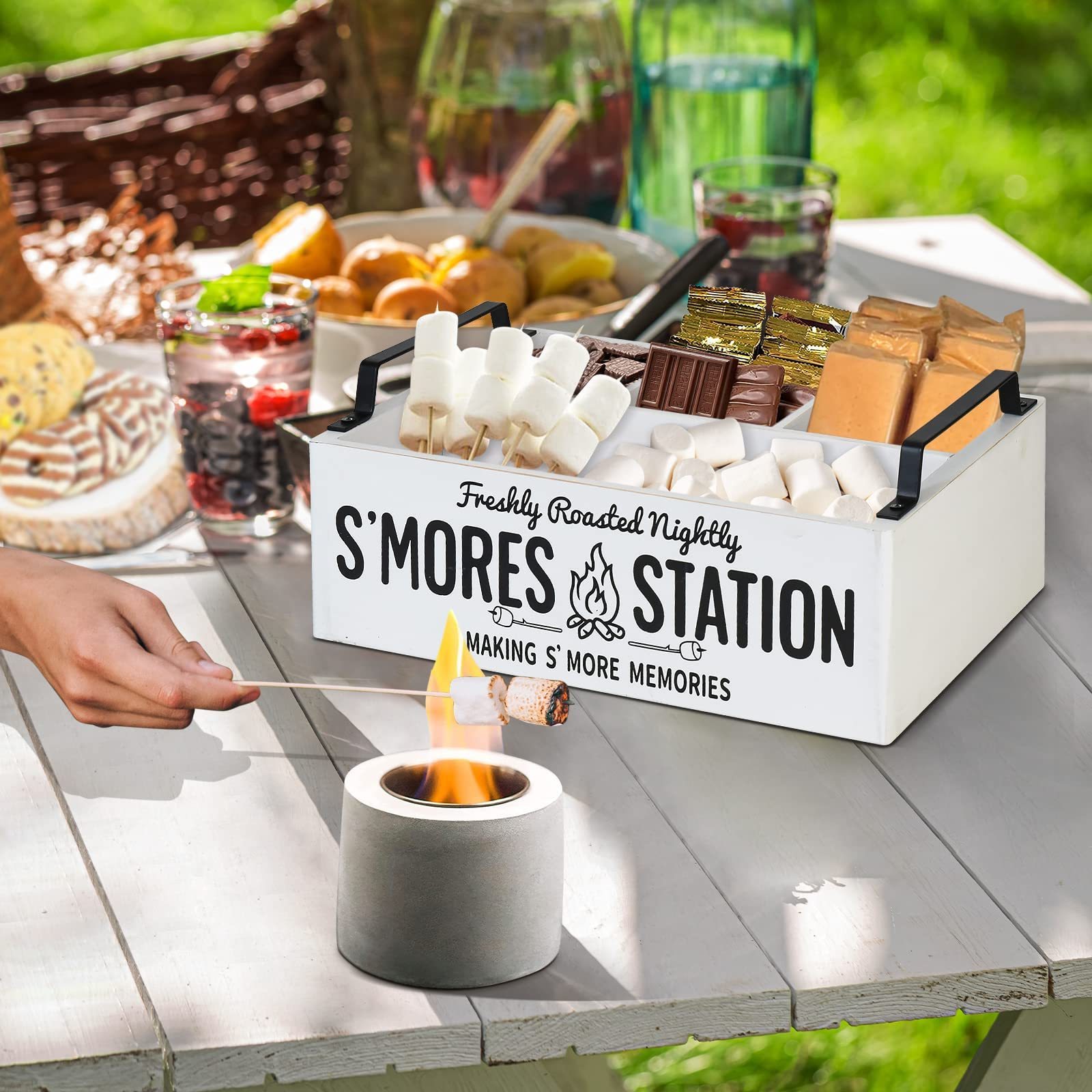 S'Mores Station Box, S'Mores Kit for Fire Pit, S'Mores BBQ Housewarming Gift _ Home & Kitchen S'mores Accessories Organizer