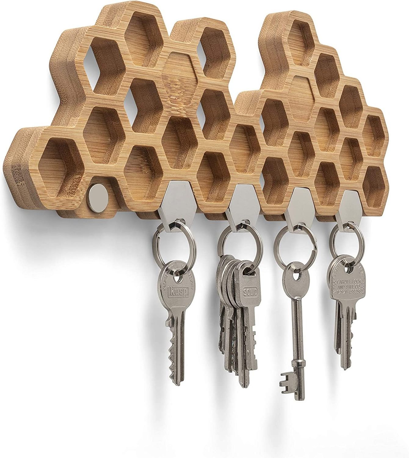 A Unique Bamboo Wall Mounted Hook and Decorative Wooden Storage Rack