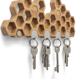 A Unique Bamboo Wall Mounted Hook and Decorative Wooden Storage Rack