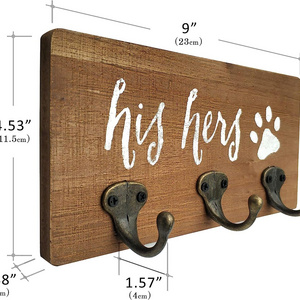 His Hers Dog Leash Key Holder for Wall