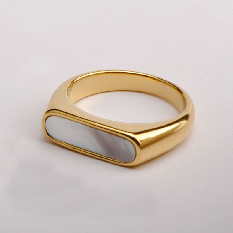 316L stainless steel premium quality mother of pearl/onyx ring