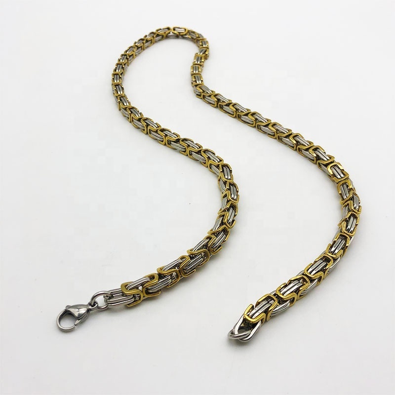 Hot Sale Men Jewelry Byzantine Chain Link 316L Stainless Steel Necklace