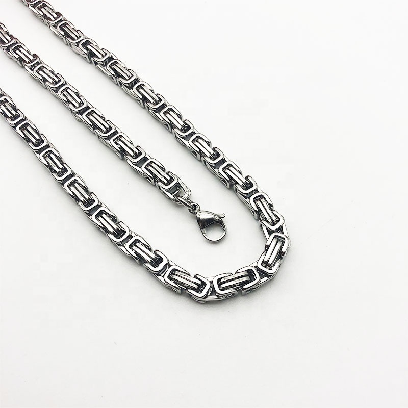 Hot Sale Men Jewelry Byzantine Chain Link 316L Stainless Steel Necklace