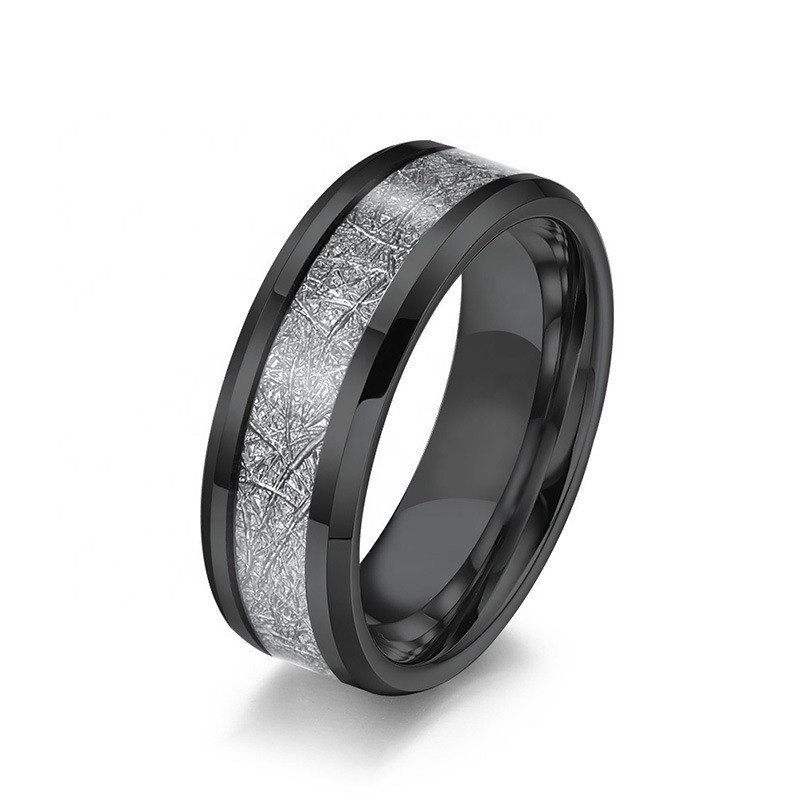 High Quality Men Wedding Band Ring Silver Color Black Gold Plated Tungsten Steel Carbide Ring