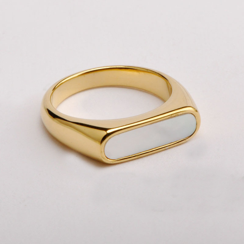 316L stainless steel premium quality mother of pearl/onyx ring