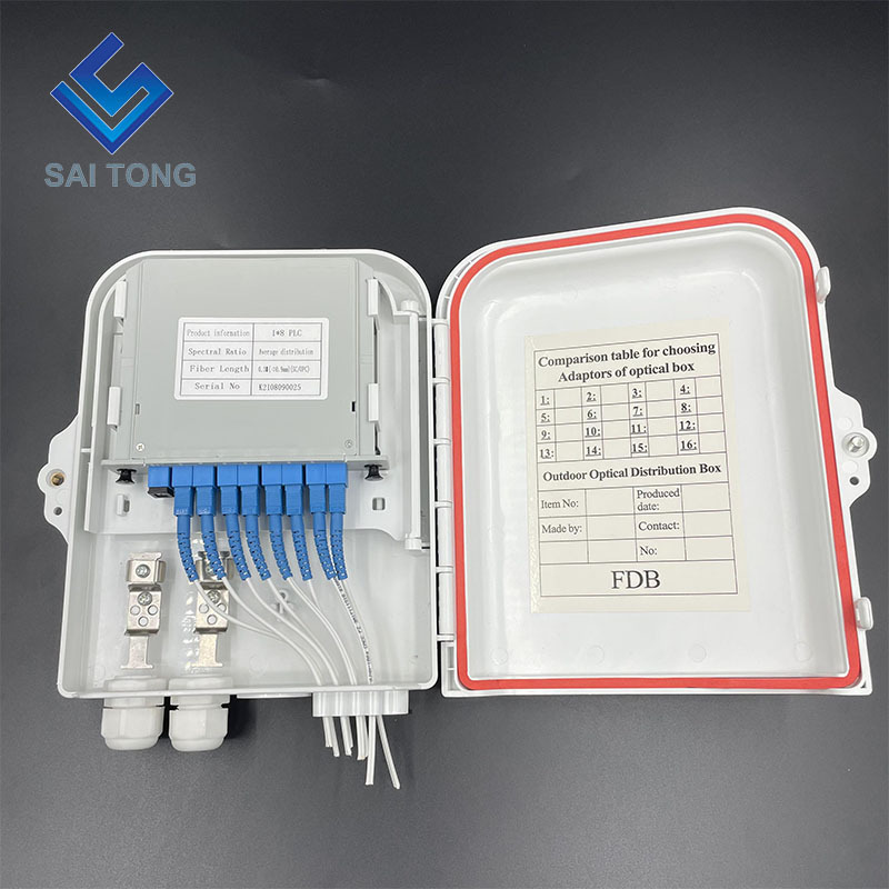 8 core fiber optic distribution box with 1:8 PLC splitter for indoor use FTTH FDB