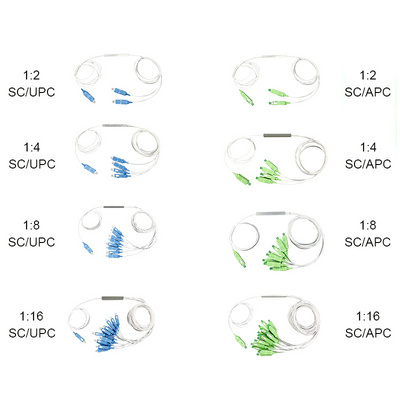 1x2 1x4 1x8 1x16 1x32 1x64 Fiber Optic MINI steel tube Type PLC Splitter