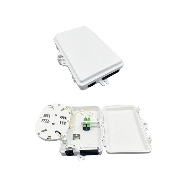 Best price IP65 Supply 1/2 port mini FTTH optic fiber box outdoor plastic 2 core fiber terminal box with SC LC adapter