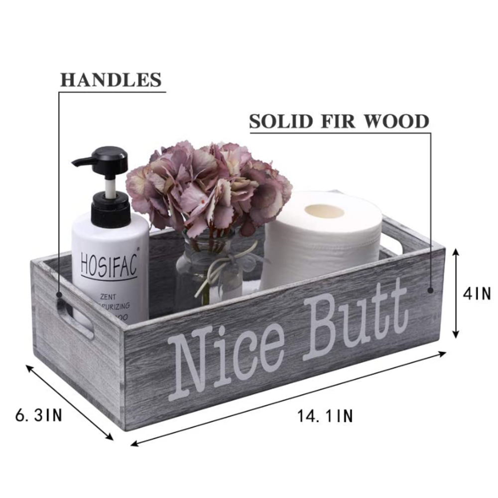 Bathroom Decor Box Tissue Holder Farmhouse Rustic Organization Toilet Paper Basket Tank Tray Knick Knacks Home Decor