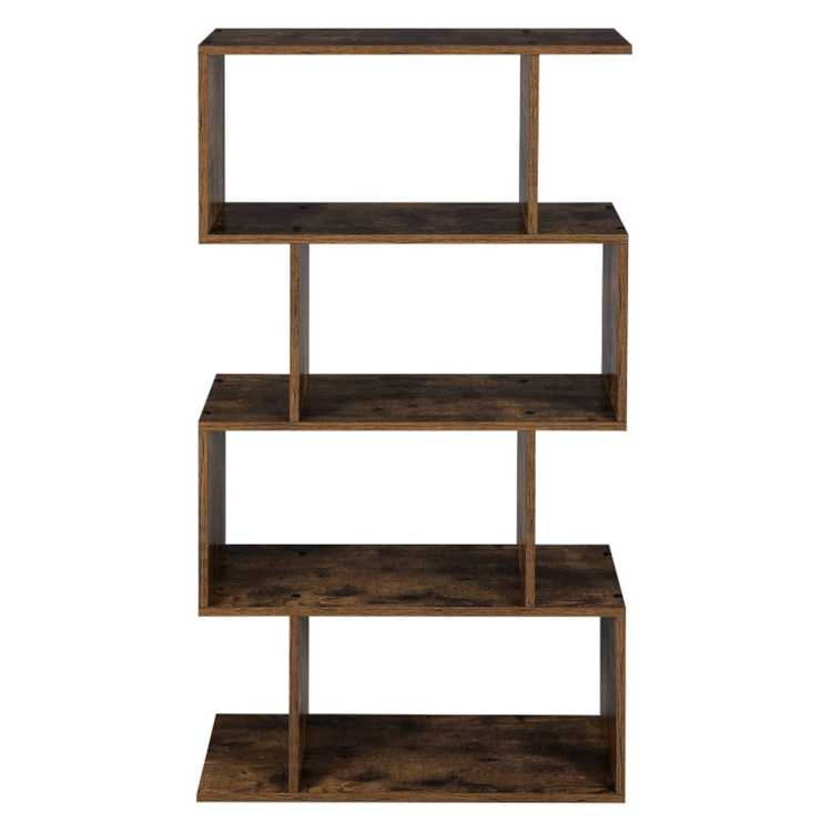 Country house charm rustic brown free-standing decorative 4-tier bookshelf shelving unit