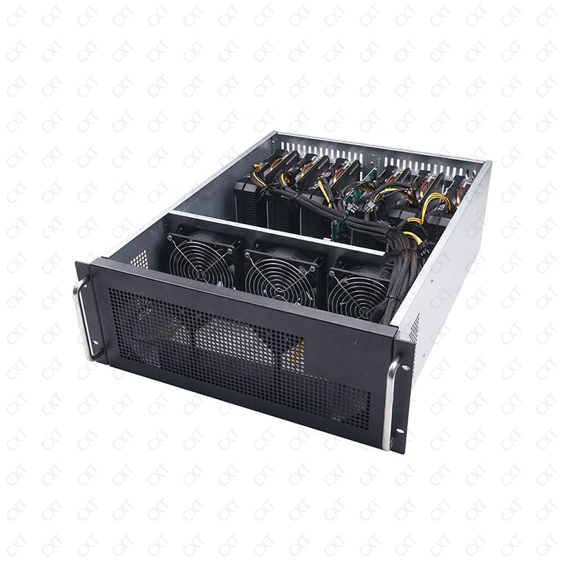 6 gpu server case rack 4u black 65mm spacing computer gaming case rack mount server case