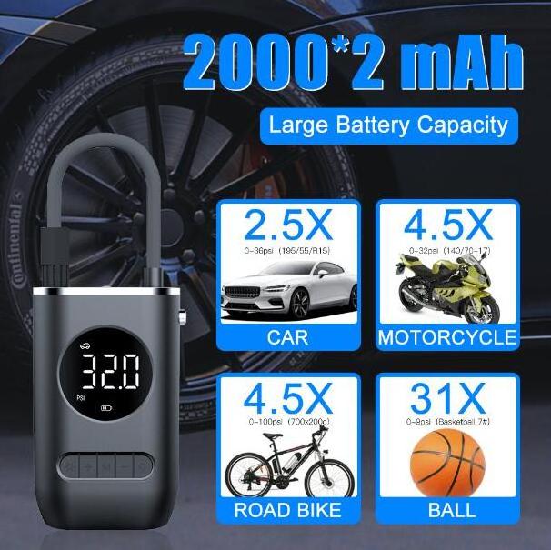 Wireless digital mini portable battery car air pump compressor inflators rechargeable bike motorcycle tire inflator