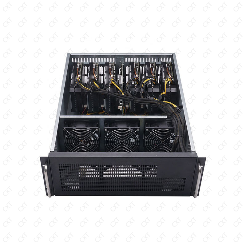 6 gpu server case rack 4u black 65mm spacing computer gaming case rack mount server case