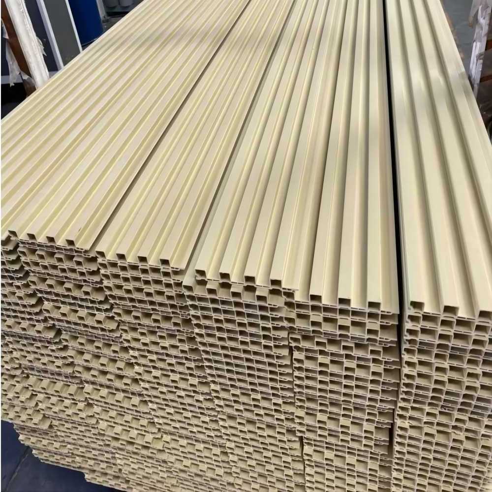 Interior Decorative WPC Fluted Wall Cladding Integrated PVC Wooden Louver Panel 160X24mm