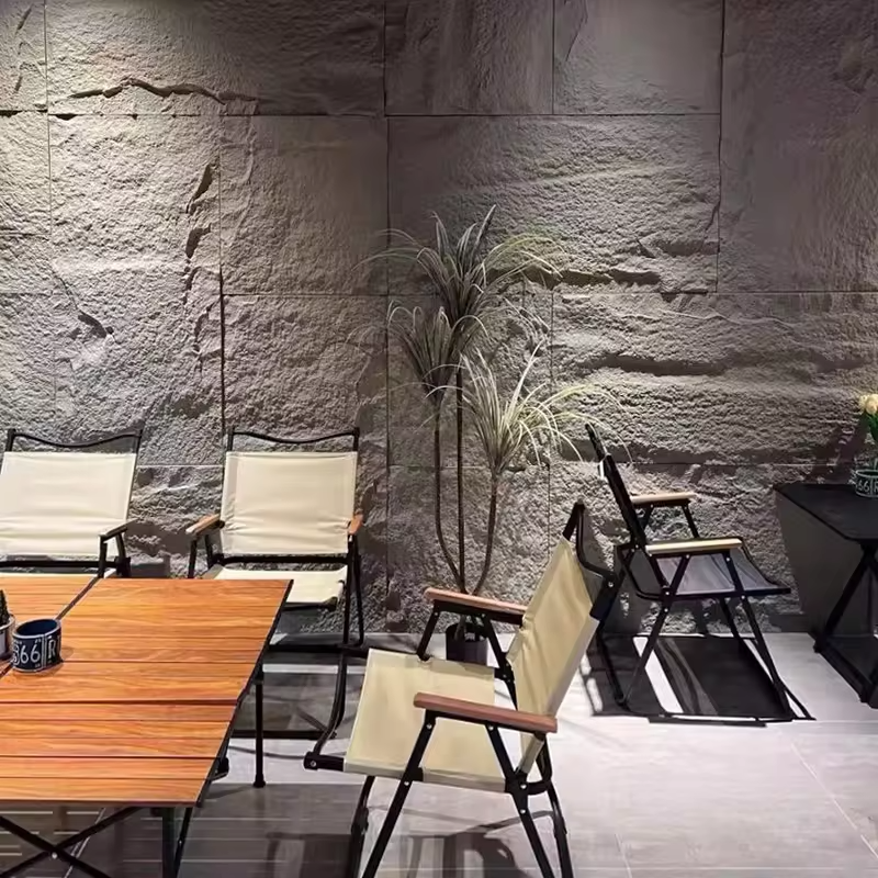 Modern Design PU Artificial Stone Rock Skin Cement Gray Interior and Exterior Walls Panel PU stone